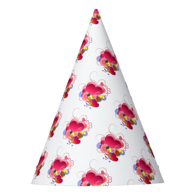 Hearts and Flowers Party Hat (Front)