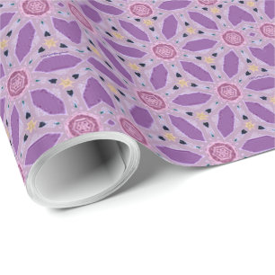 Hearts and Flowers Pattern (purple) Wrapping Paper