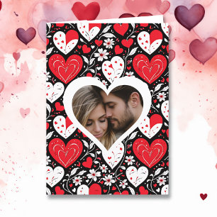 Hearts and Flowers Personalised Photo and Message Holiday Card