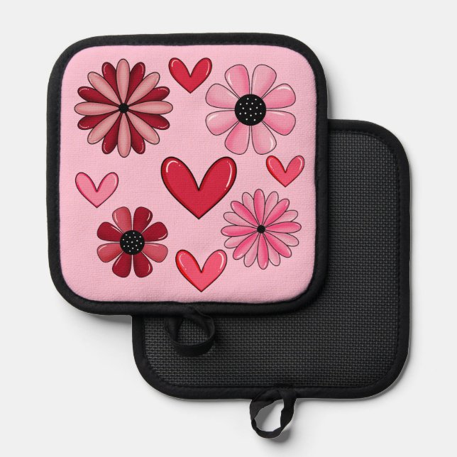 Hearts and Flowers Pot Holder (Front/Back)