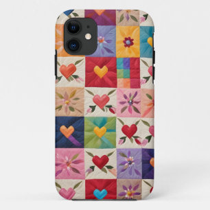 Hearts and flowers quilt iPhone 11 case