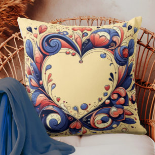 Hearts and Flowers Throw Pillow