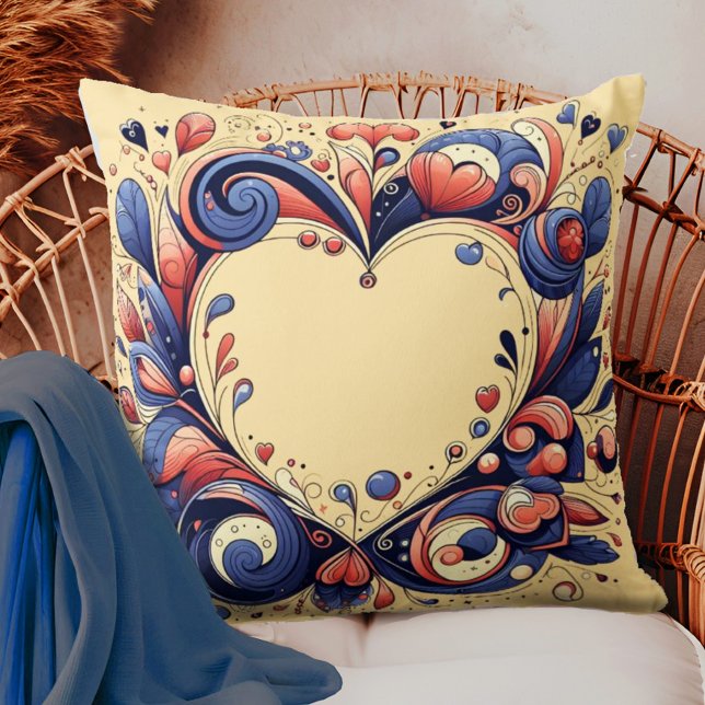 Hearts and Flowers Throw Pillow (Creator Uploaded)