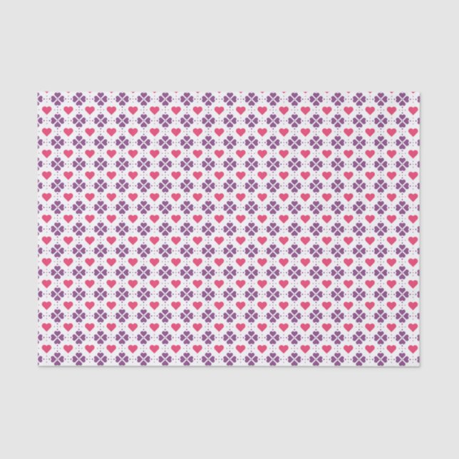 Hearts and flowers Valentine's Day Tissue Paper (Front)