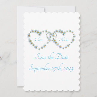 Hearts and Flowers Wedding Save the Date Flat Card