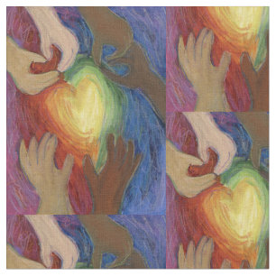 Hearts and Hands Love Art Fabric Material