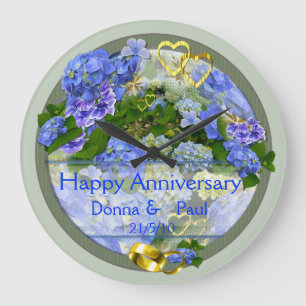 Hearts and Hydrangeas ~ Anniversary Clock