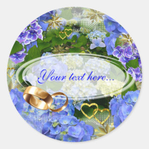 Hearts and Hydrangeas Classic Round Sticker