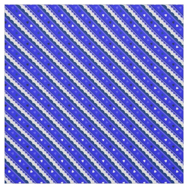 Hearts and Lace Pattern Fabric/Blue Fabric (Swatch)