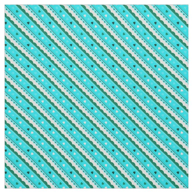 Hearts and Lace Pattern Fabric/Green Fabric (Swatch)