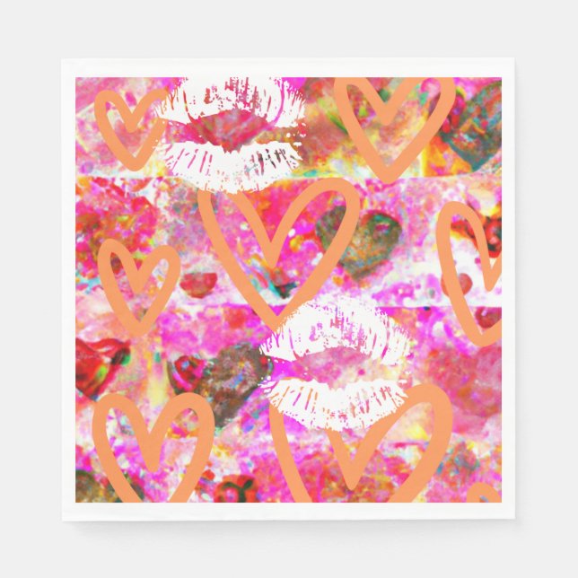 Hearts and Lips Napkin (Front)