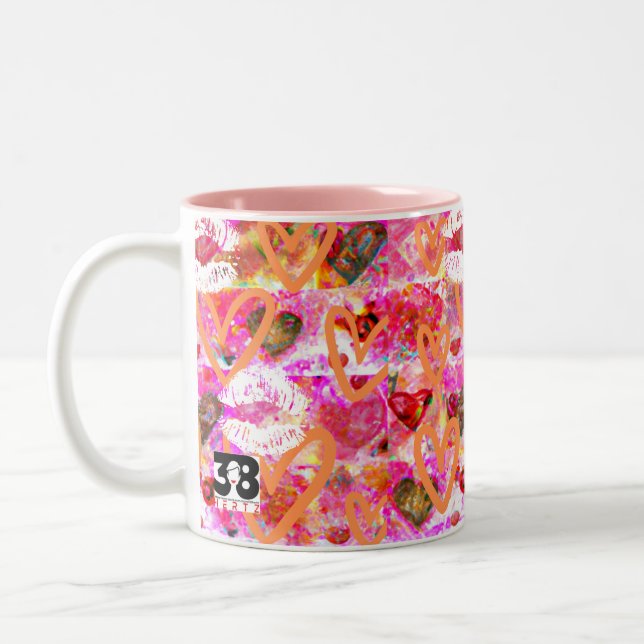 Hearts and Lips Two-Tone Coffee Mug (Left)