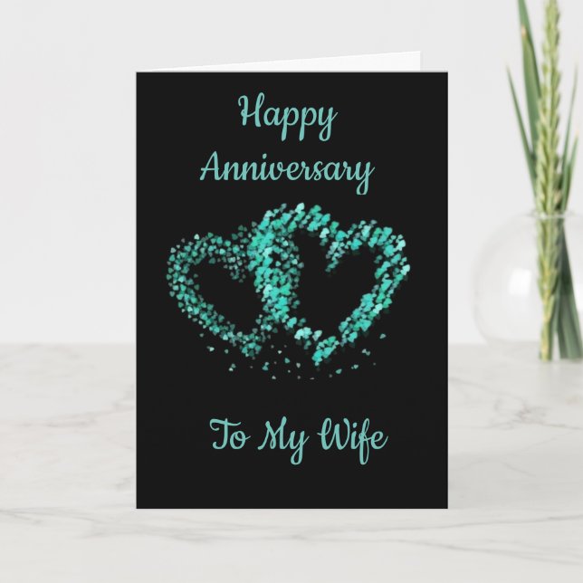 HEARTS AND LOVE ON OUR ANNIVERSARY "WIFE" CARD (Front)