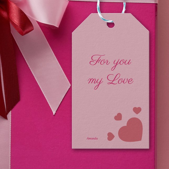Hearts and love on pink Gift Tag (Hearts and love on pink Gift Tag)