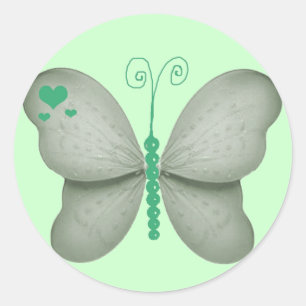 Hearts and Mint Green Butterfly Sticker