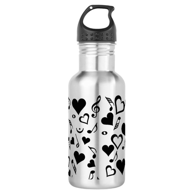 Hearts and Music Notes 710 Ml Water Bottle (Front)
