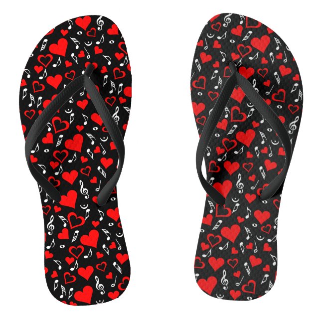 Hearts and Music Notes Thongs (Footbed)