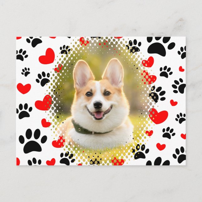 Hearts And Paw Prints Dog Frame Postcard (Front)