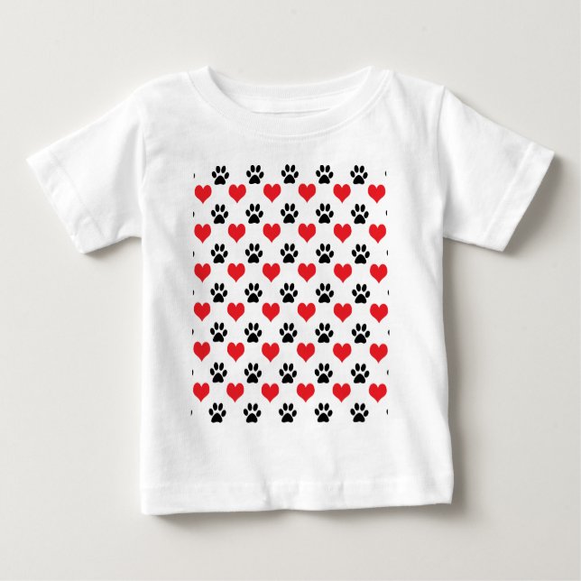 Hearts and paw prints pattern baby T-Shirt (Front)