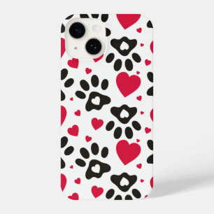 hearts and paws print Phone case