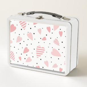 Hearts and Polka Dots Metal Lunch Box