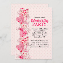 Hearts and Polka Dots Valentine Party Invitation