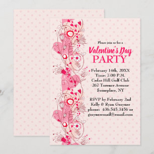Hearts and Polka Dots Valentine Party Invitation