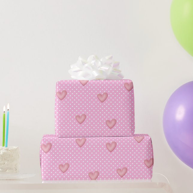 Hearts and Polka Dots Wrapping Paper (Party Gifts)
