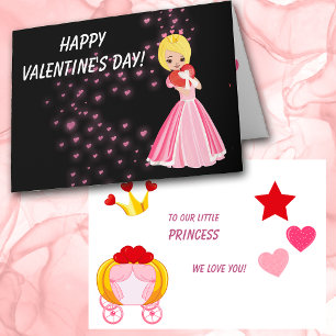 Hearts and Princess Kids Valentine Card
