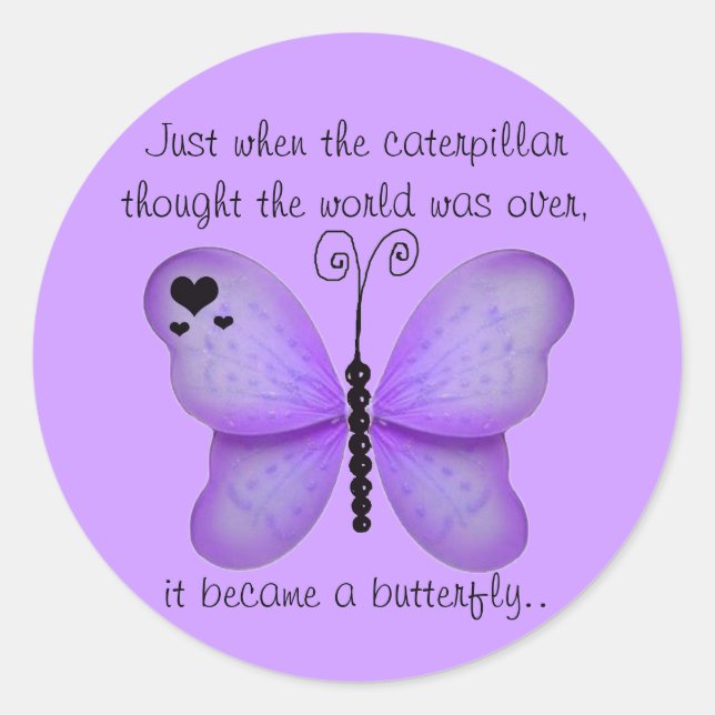 Hearts and Purple Butterfly Quote Stickers (Front)