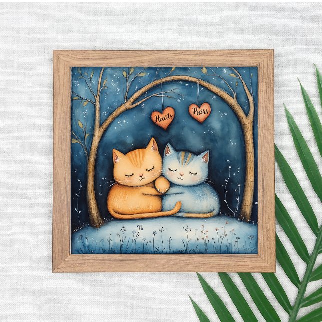 Hearts and Purrs Feline Soulmates Poster Wall Art  (Creator Uploaded)