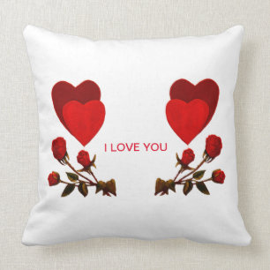 Hearts and red roses I Love YOU Cushion
