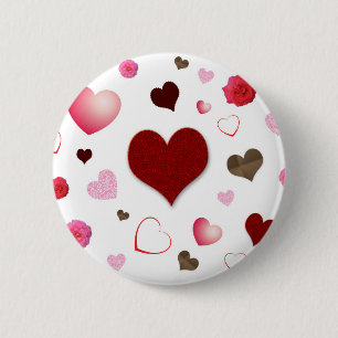 Hearts and Roses 6 Cm Round Badge