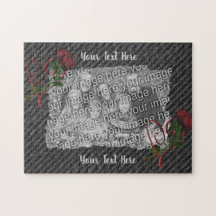 Hearts And Roses Photo Frame Template Jigsaw Puzzle