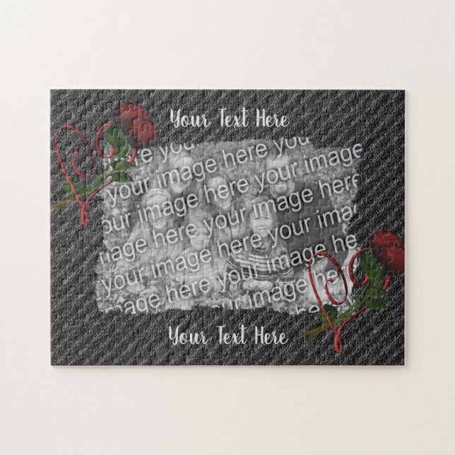 Hearts And Roses Photo Frame Template Jigsaw Puzzle (Horizontal)