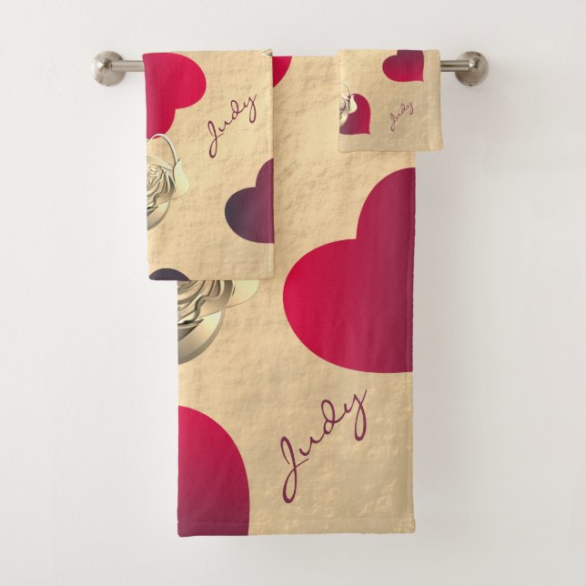 Hearts and Roses Romantic Elegance Towel (Insitu)