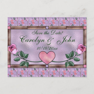 Hearts and Roses Save the Date Announcement Postcard