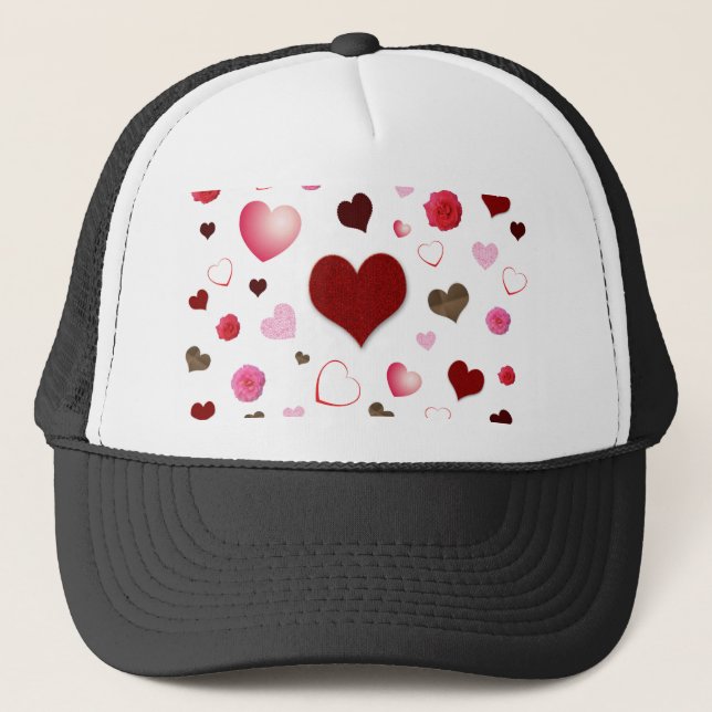 Hearts and Roses Trucker Hat (Front)