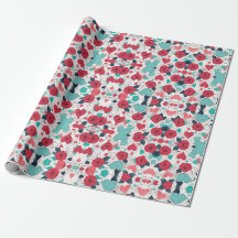 Hearts And Roses Valentines Day Wrapping Paper