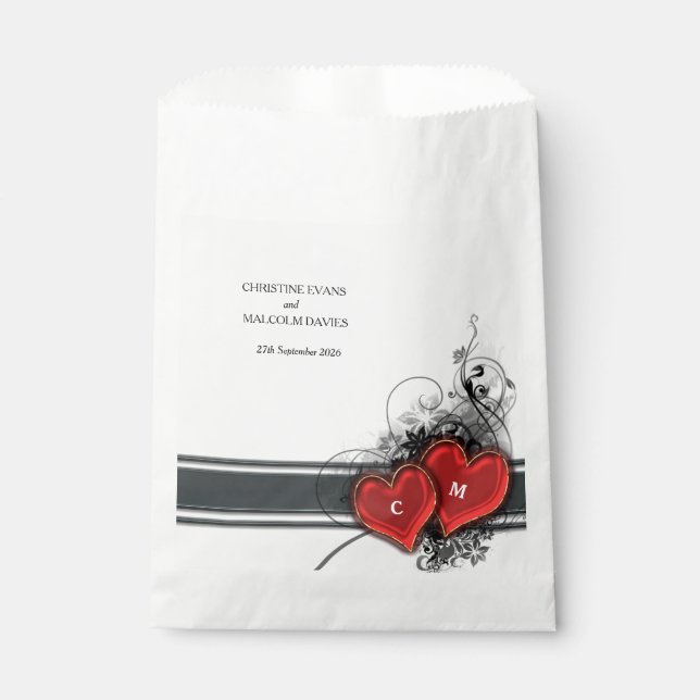Hearts and Scrolls Favour Bag (Front)