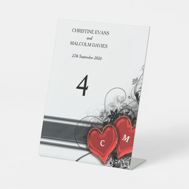 Hearts and Scrolls Pedestal Sign (Front)