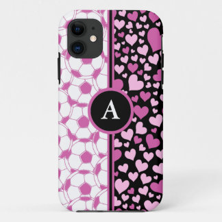 hearts and soccer iPhone 11 case