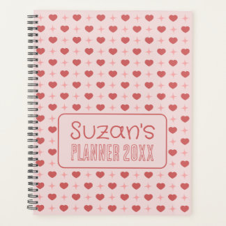 Hearts And Sparkle Pattern Personalised Planner