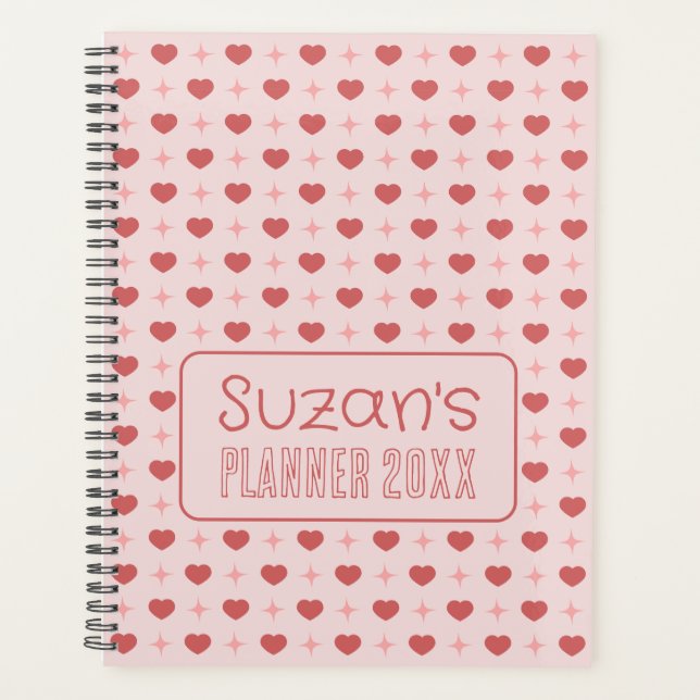 Hearts And Sparkle Pattern Personalised  Planner (Front)