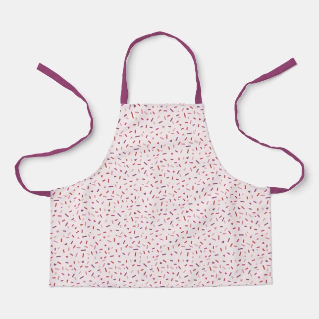 Hearts and sprinkles cute pink red purple apron (Front)