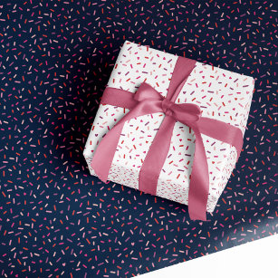 Hearts and sprinkles pink navy Valentine's Day Wrapping Paper Sheet