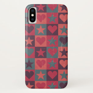 Hearts And Stars Pattern Pink iPhone X Case