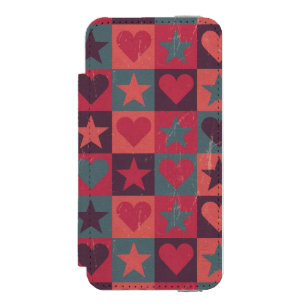 Hearts And Stars Pattern Pink Incipio Watson™ iPhone 5 Wallet Case