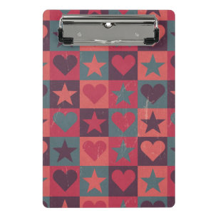 Hearts And Stars Pattern Pink Mini Clipboard
