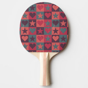 Hearts And Stars Pattern Pink Ping Pong Paddle